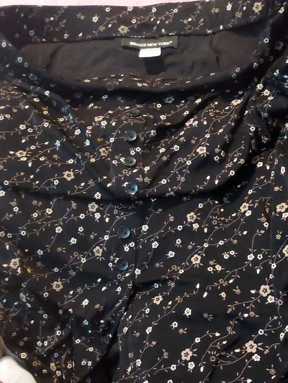 Vintage Briggs New York Black Floral Button-Front Skirt